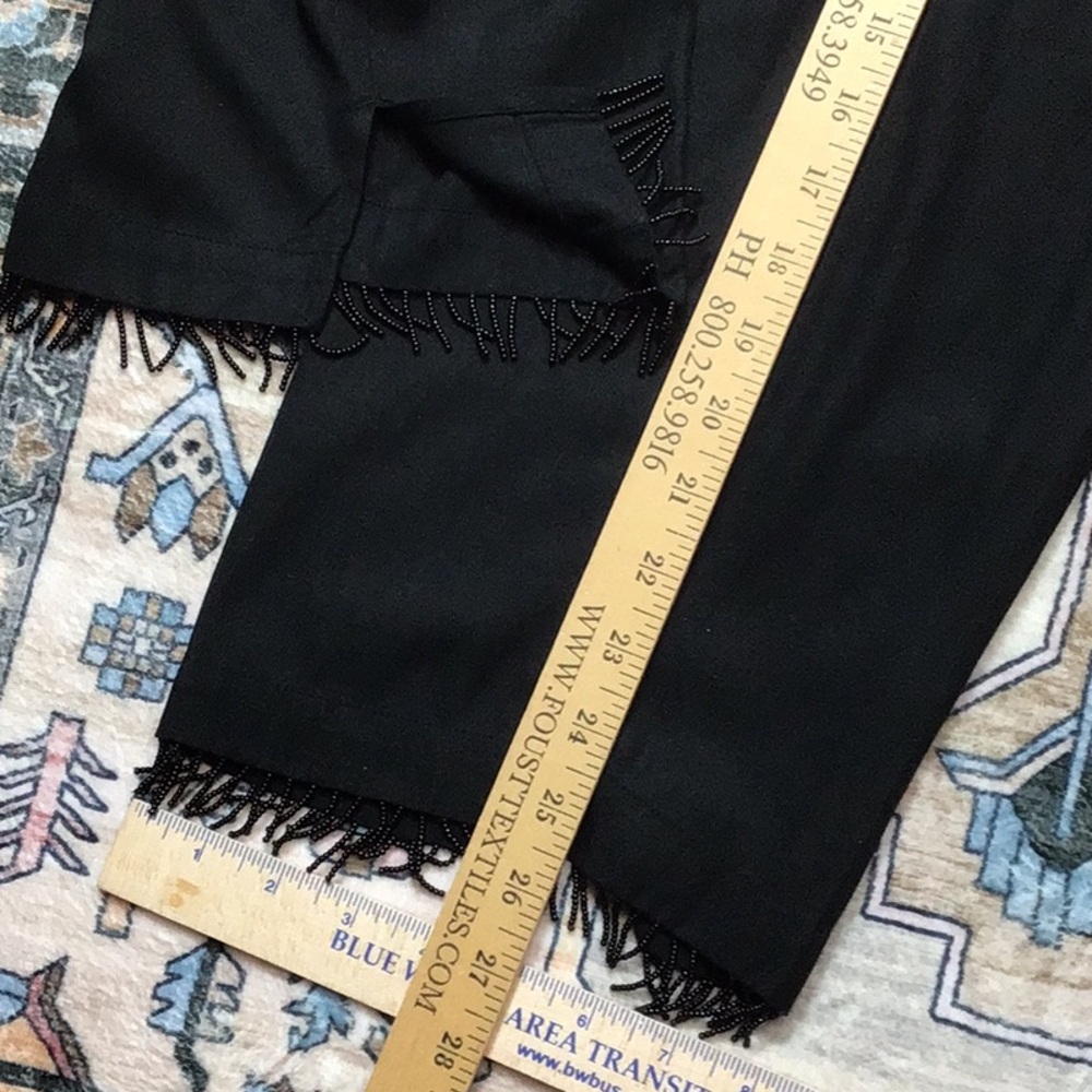 🖤 Field Manor Elegant Black Silk Blend Beaded Hem Pants with Pockets Sz.M - Picture 8 of 10